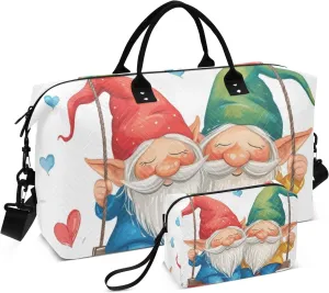 Large Travel Duffel Bag Sports Tote Gym Bag Overnight Weekender Bags Gnome Swing Dwarf Carry On Luggage with Toiletry Bags