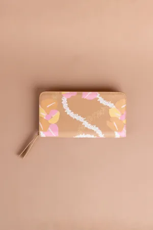 Large Zip Wallet - Latte Woven Lei