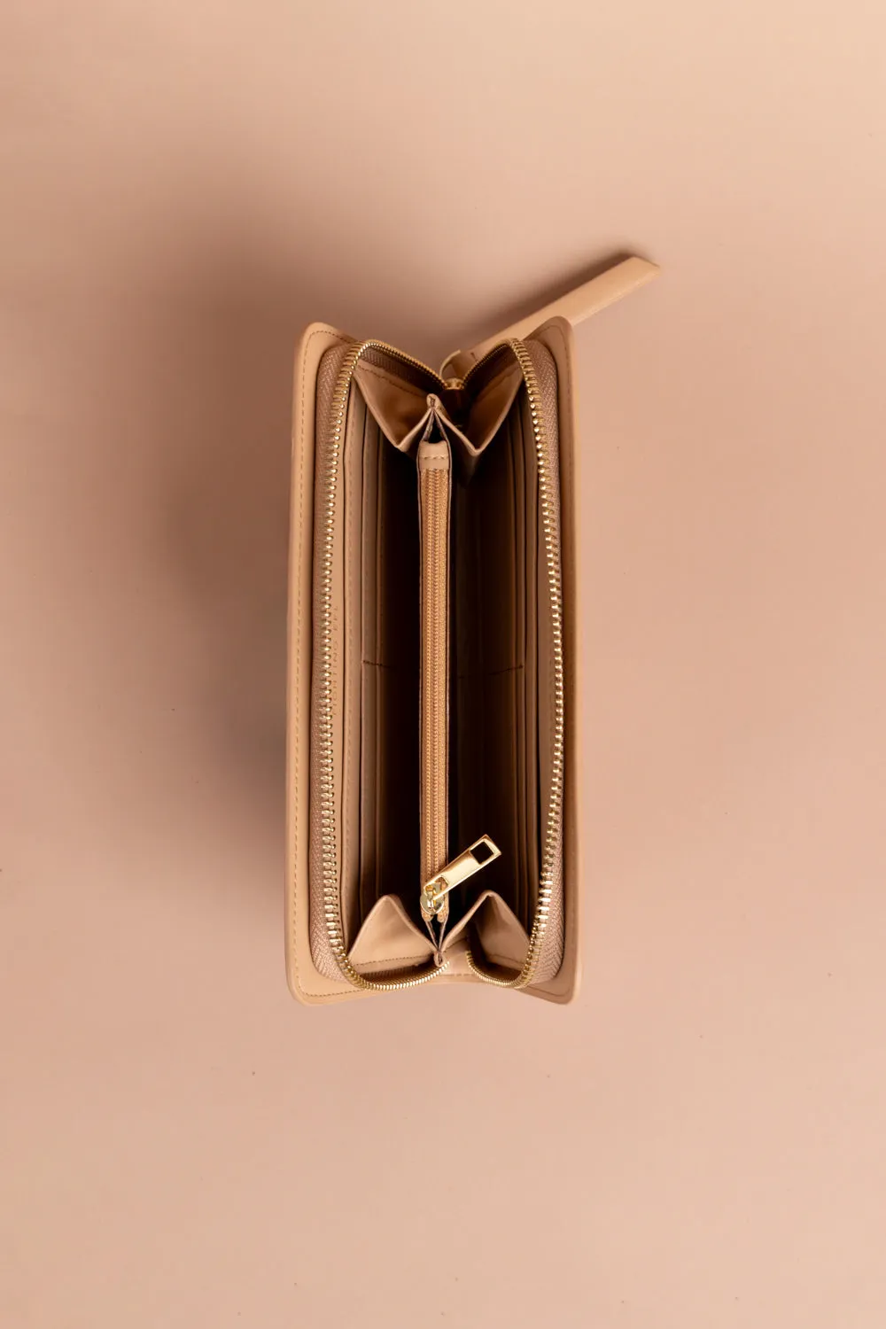 Large Zip Wallet - Latte Woven Lei
