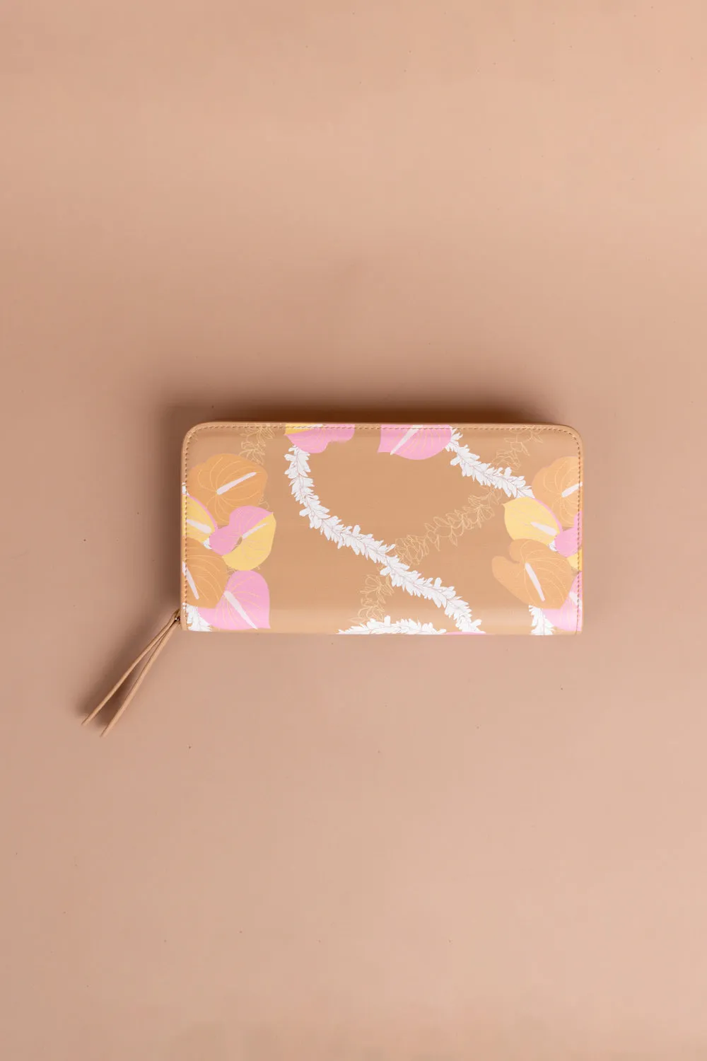 Large Zip Wallet - Latte Woven Lei