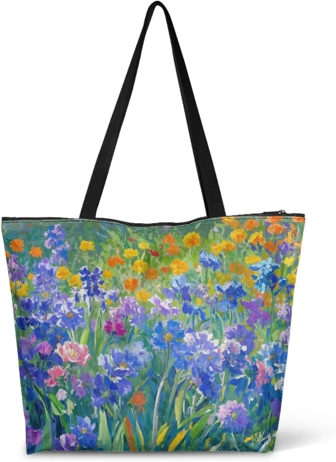Large Zipper Tote Bag for Gym Work, Holiday Theme Recycle Paper Tote Bags with Handles Reusable Grocery Bag
