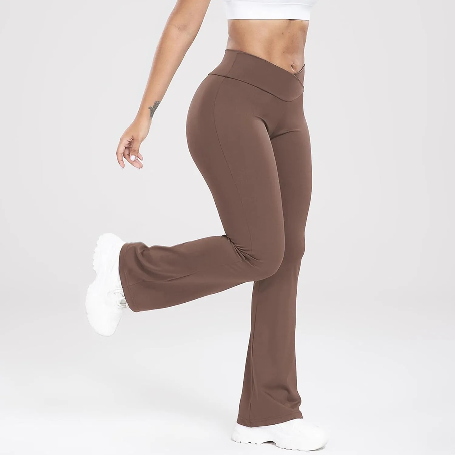 Lastesso Flare Leggings for Women High Waist Classiac Yoga Gym Pants with Pockets Tummy Control Going Out Workout Leggings