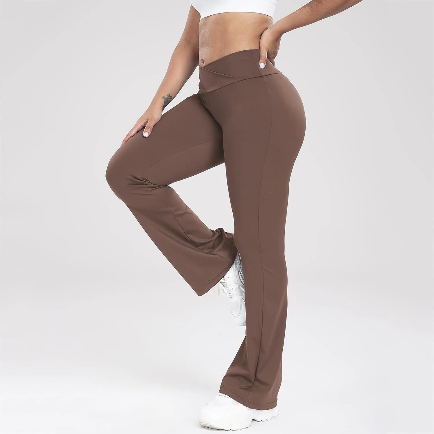 Lastesso Flare Leggings for Women High Waist Classiac Yoga Gym Pants with Pockets Tummy Control Going Out Workout Leggings
