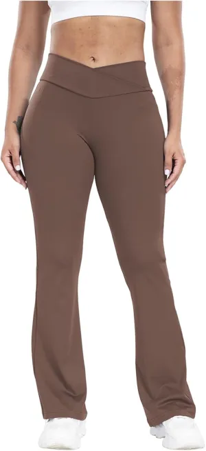 Lastesso Flare Leggings for Women High Waist Classiac Yoga Gym Pants with Pockets Tummy Control Going Out Workout Leggings