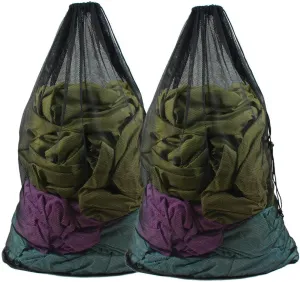 Laundry Bag Drawstring Clothes Wash Bag Window Curtain Clothes Organizer Mesh Laundry Bag Home Dorm, Travel and Outdoor Activities Black/White Matching Set of 6 (Black Color Fine Mesh)