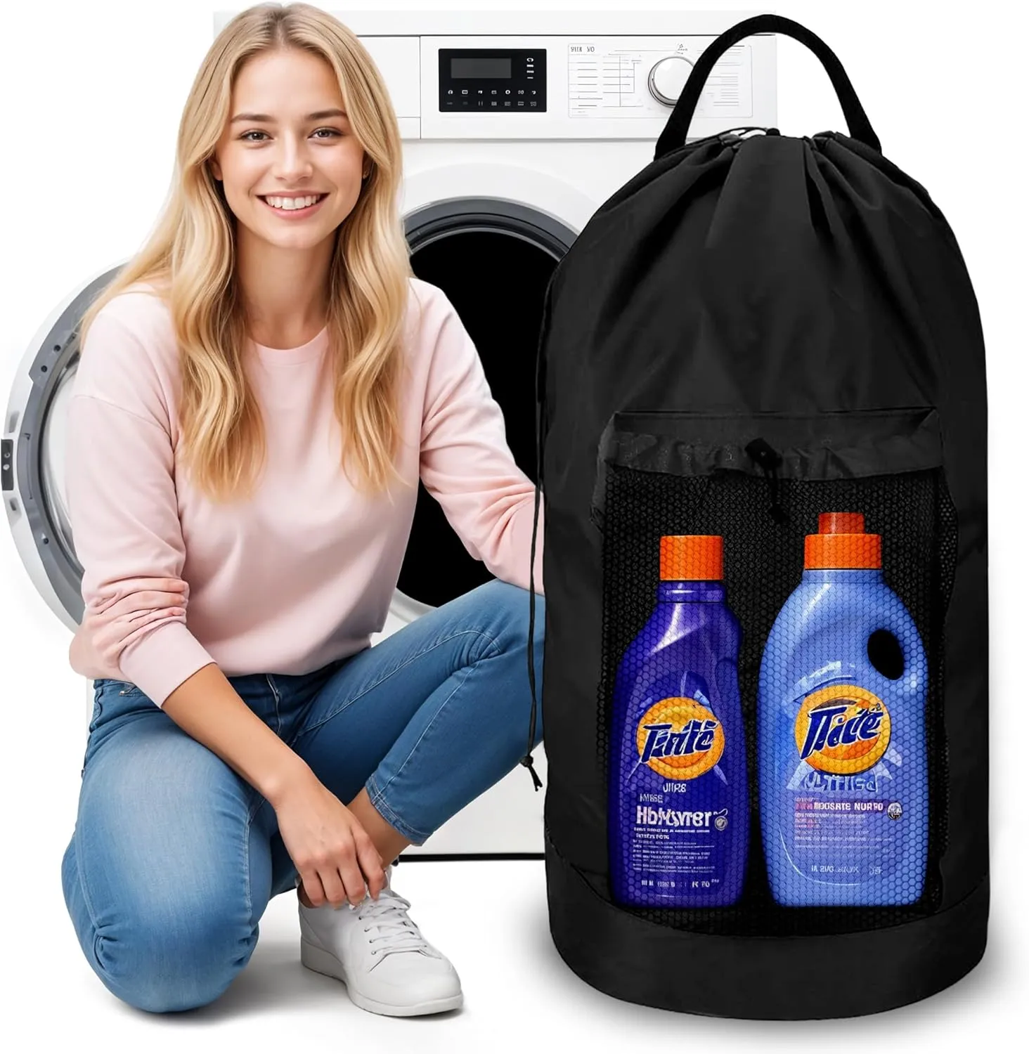 Laundry Bag Heavy Duty Graduation University XL Bag Backpack with Hanging Shoulder Strap & Mesh Pocket - Back to School College Graduation Gift - Dorm Essentials, Travel Essentials Laundry Hamper