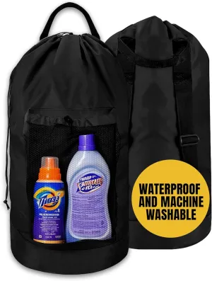 Laundry Bag Heavy Duty Graduation University XL Bag Backpack with Hanging Shoulder Strap & Mesh Pocket - Back to School College Graduation Gift - Dorm Essentials, Travel Essentials Laundry Hamper