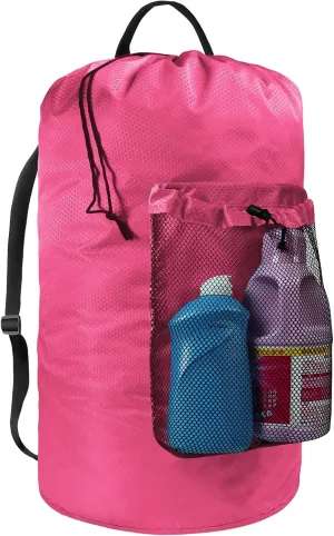 Laundry Bag with Shoulder Straps and Mesh Pocket Laundry Backpack Large Portable Laundry Hamper for College Laundromat Apartment