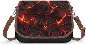 Lava Magma Leather Crossbody Bags for Women Travel Shoulder Backpack Messenger Bag Adjustable Shoulder Strap