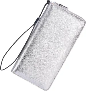 Lavemi Women's RFID Blocking 100% Leather Large Capacity Zip Around Wallet Phone Holder Clutch Travel Purse Wristlet