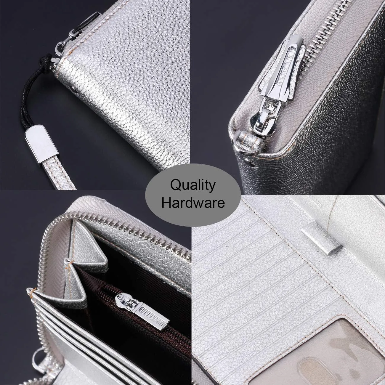 Lavemi Women's RFID Blocking 100% Leather Large Capacity Zip Around Wallet Phone Holder Clutch Travel Purse Wristlet