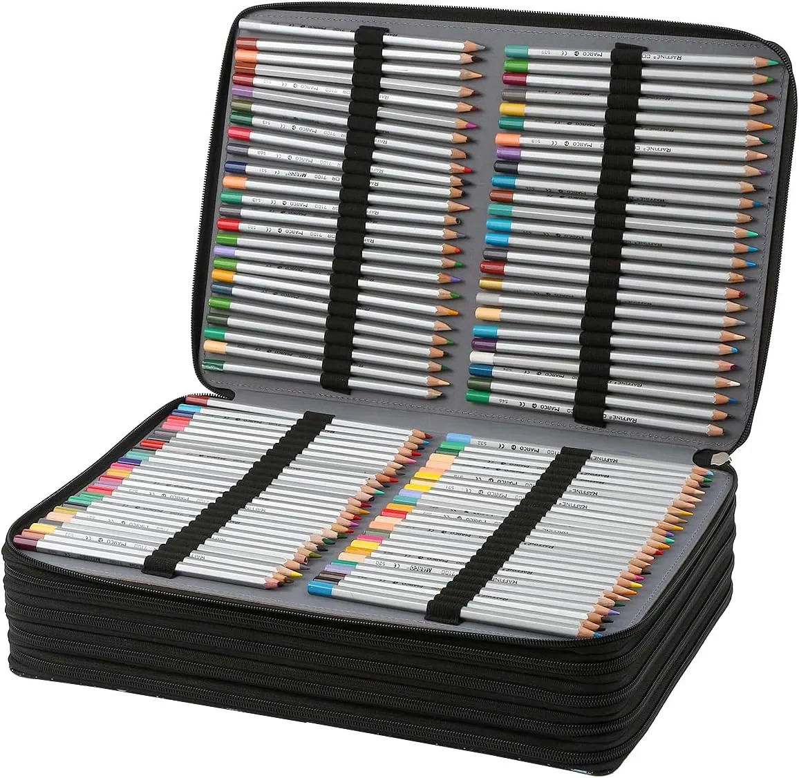 Lbxgap 500 Individual-Slot Colored Pencil Organizer with Zipper - Fabric Art Storage Bag for Painters and Artists (Small Slots,Galaxy Black)