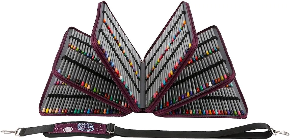 Lbxgap 500 Individual-Slot Colored Pencil Organizer with Zipper - Fabric Art Storage Bag for Painters and Artists (Small Slots,Galaxy Purple)