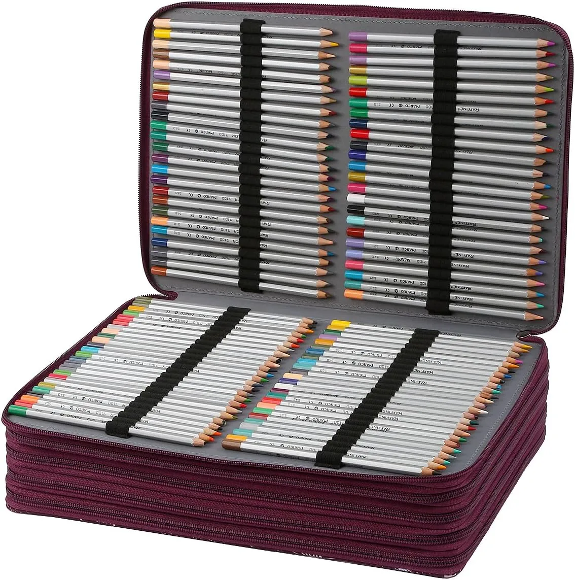Lbxgap 500 Individual-Slot Colored Pencil Organizer with Zipper - Fabric Art Storage Bag for Painters and Artists (Small Slots,Galaxy Purple)