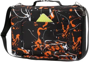 Lbxgap 500 Individual-Slot Colored Pencil Organizer with Zipper - Fabric Art Storage Bag for Painters and Artists (Small Slots,Orange Splash Ink)
