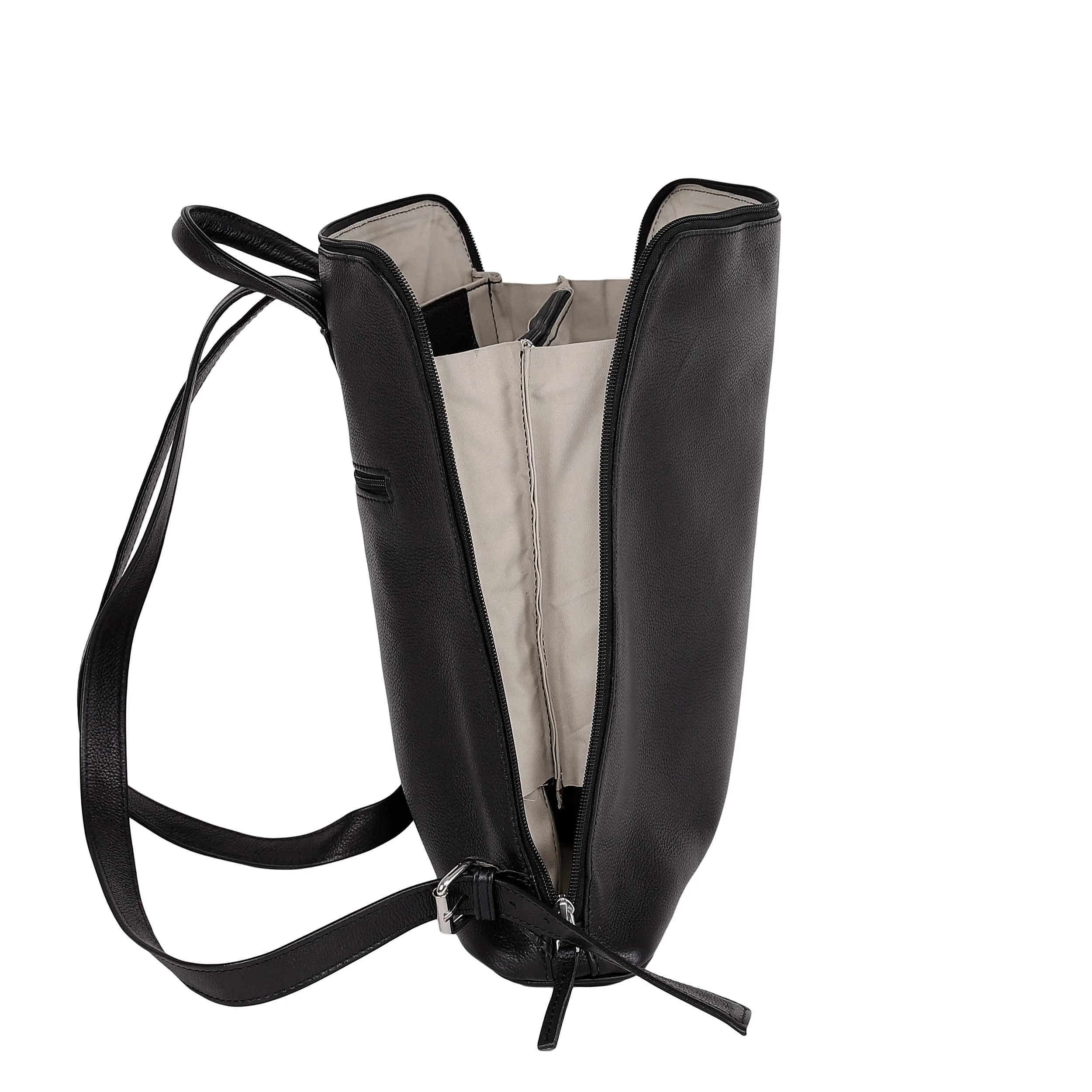 Leather Backpack 8895 - Black