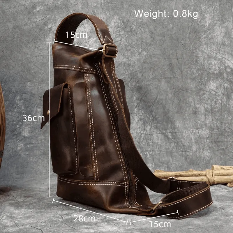 Leather Bags For Men Leather Backpack Daypack Travel Bag Vintage