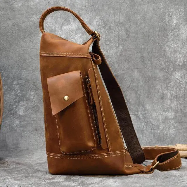 Leather Bags For Men Leather Backpack Daypack Travel Bag Vintage