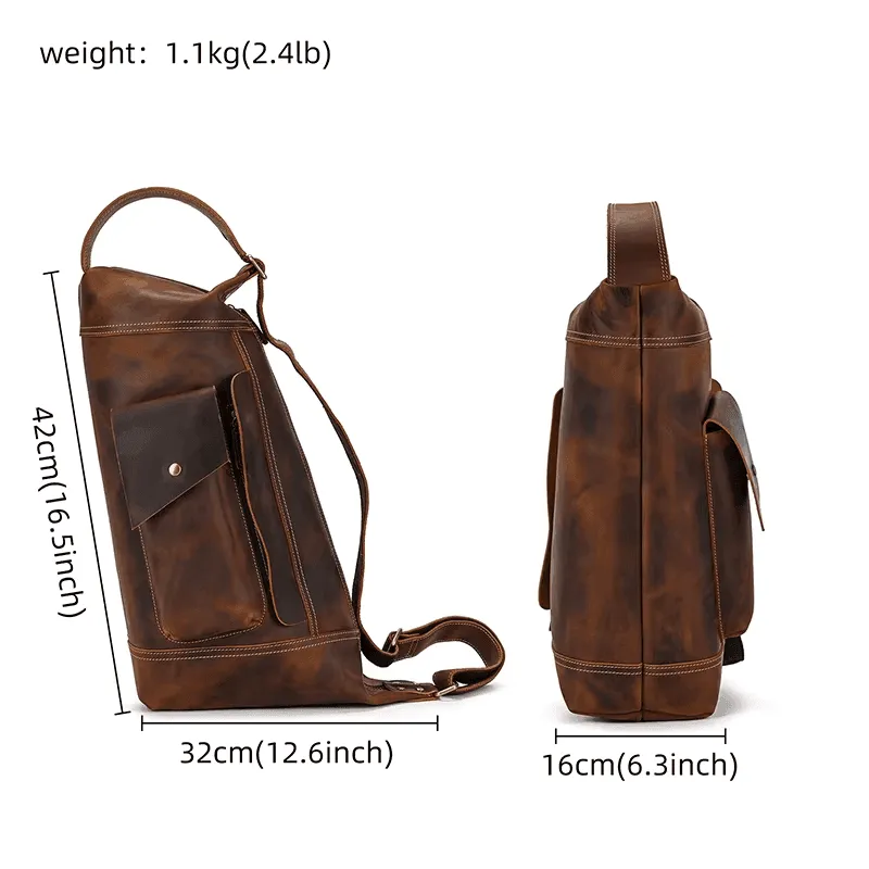 Leather Bags For Men Leather Backpack Daypack Travel Bag Vintage