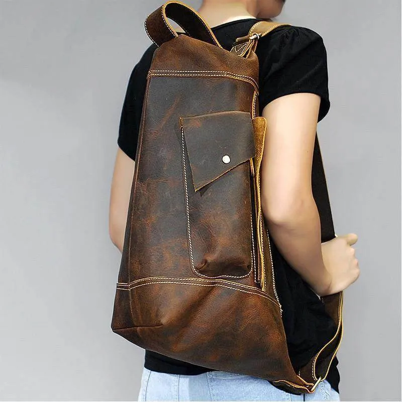 Leather Bags For Men Leather Backpack Daypack Travel Bag Vintage