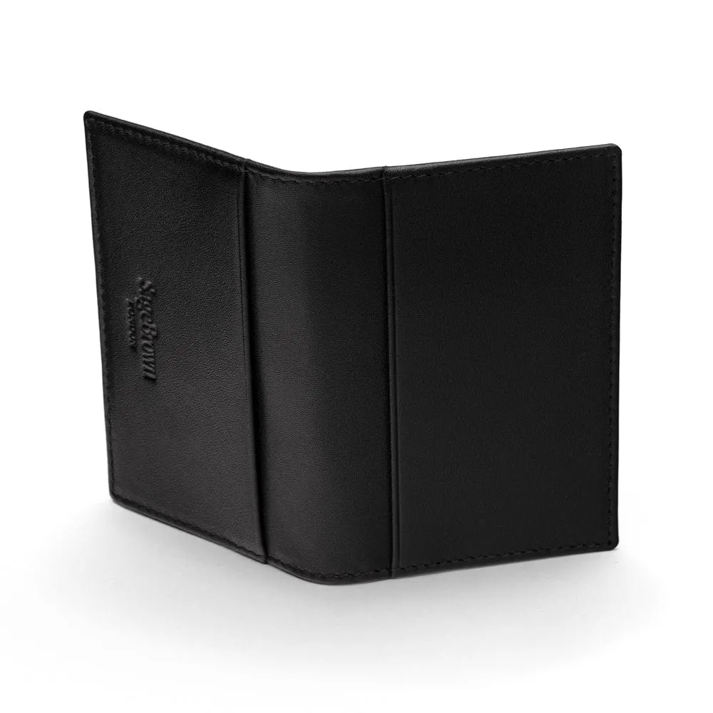 Leather Bifold Travel Card Wallet - Black With Red