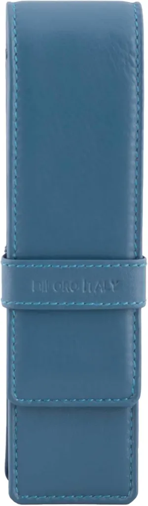 Leather Double Pen Case Pencil Pouch Holder for Two Fountain Ballpoint Rollerball Pens and Pencils