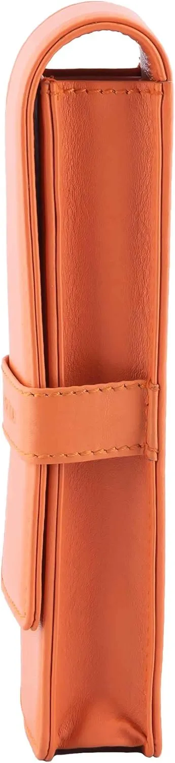 Leather Double Pen Case Pencil Pouch Holder for Two Fountain Ballpoint Rollerball Pens and Pencils