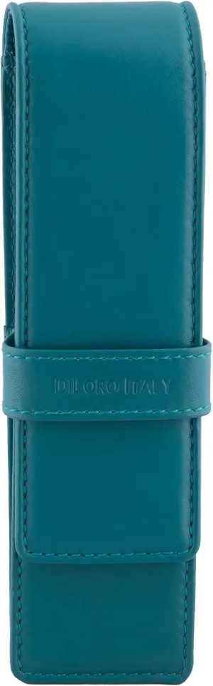 Leather Double Pen Case Pencil Pouch Holder for Two Fountain Ballpoint Rollerball Pens and Pencils