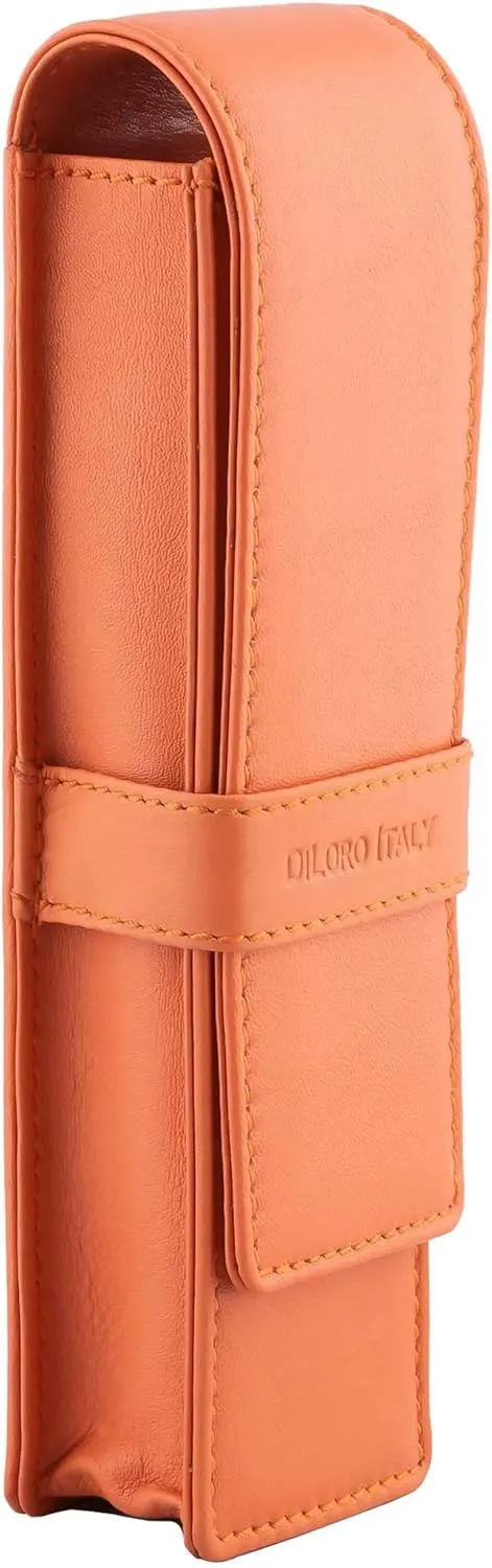 Leather Double Pen Case Pencil Pouch Holder for Two Fountain Ballpoint Rollerball Pens and Pencils