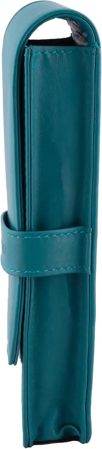 Leather Double Pen Case Pencil Pouch Holder for Two Fountain Ballpoint Rollerball Pens and Pencils