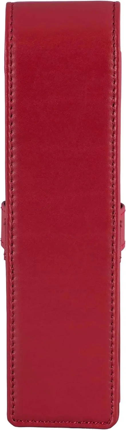 Leather Double Pen Case Pencil Pouch Holder for Two Fountain Ballpoint Rollerball Pens and Pencils