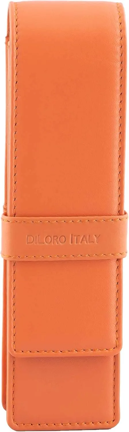 Leather Double Pen Case Pencil Pouch Holder for Two Fountain Ballpoint Rollerball Pens and Pencils