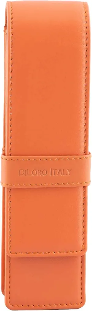 Leather Double Pen Case Pencil Pouch Holder for Two Fountain Ballpoint Rollerball Pens and Pencils