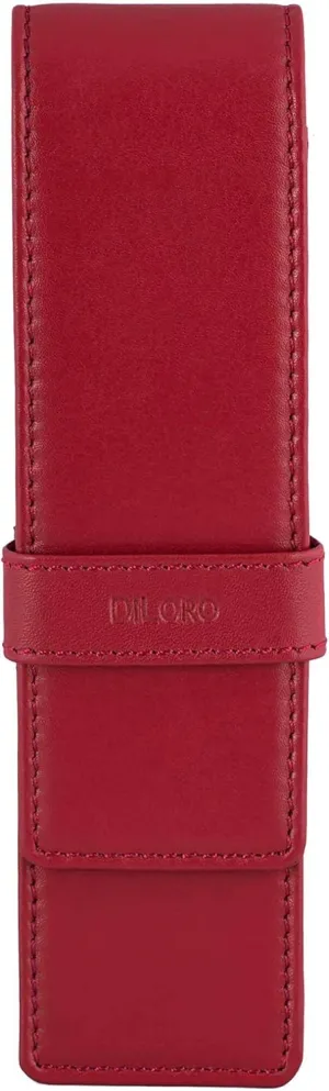 Leather Double Pen Case Pencil Pouch Holder for Two Fountain Ballpoint Rollerball Pens and Pencils