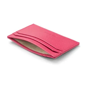 Leather Flat Credit Card Holder - Pink Saffiano