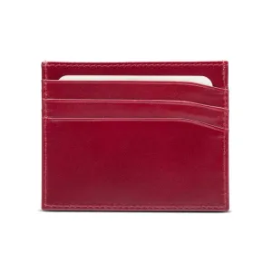 Leather Flat Credit Card Wallet 6 CC - Red