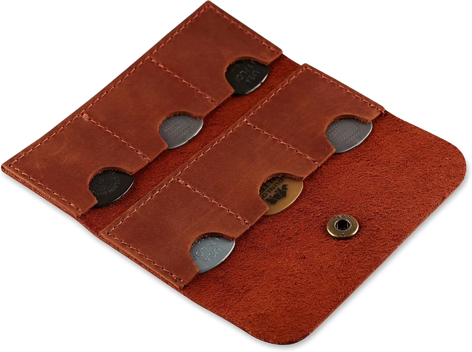 Leather Guitar Pick Holder, Guitar Pick Holder Case Bag, Plectrum Case Bag, Pick Cover, Gift for Guitar Players (Cognac)