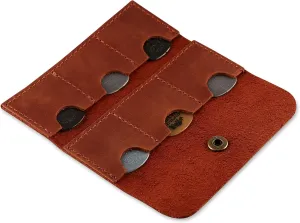 Leather Guitar Pick Holder, Guitar Pick Holder Case Bag, Plectrum Case Bag, Pick Cover, Gift for Guitar Players (Cognac)