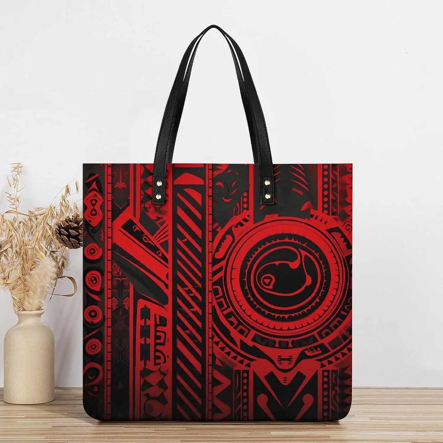 Leather Handbag for Women Tote Bag with Magnetic Buckle Bass Fishing Wave Crossbody Bag Shoulder Bags