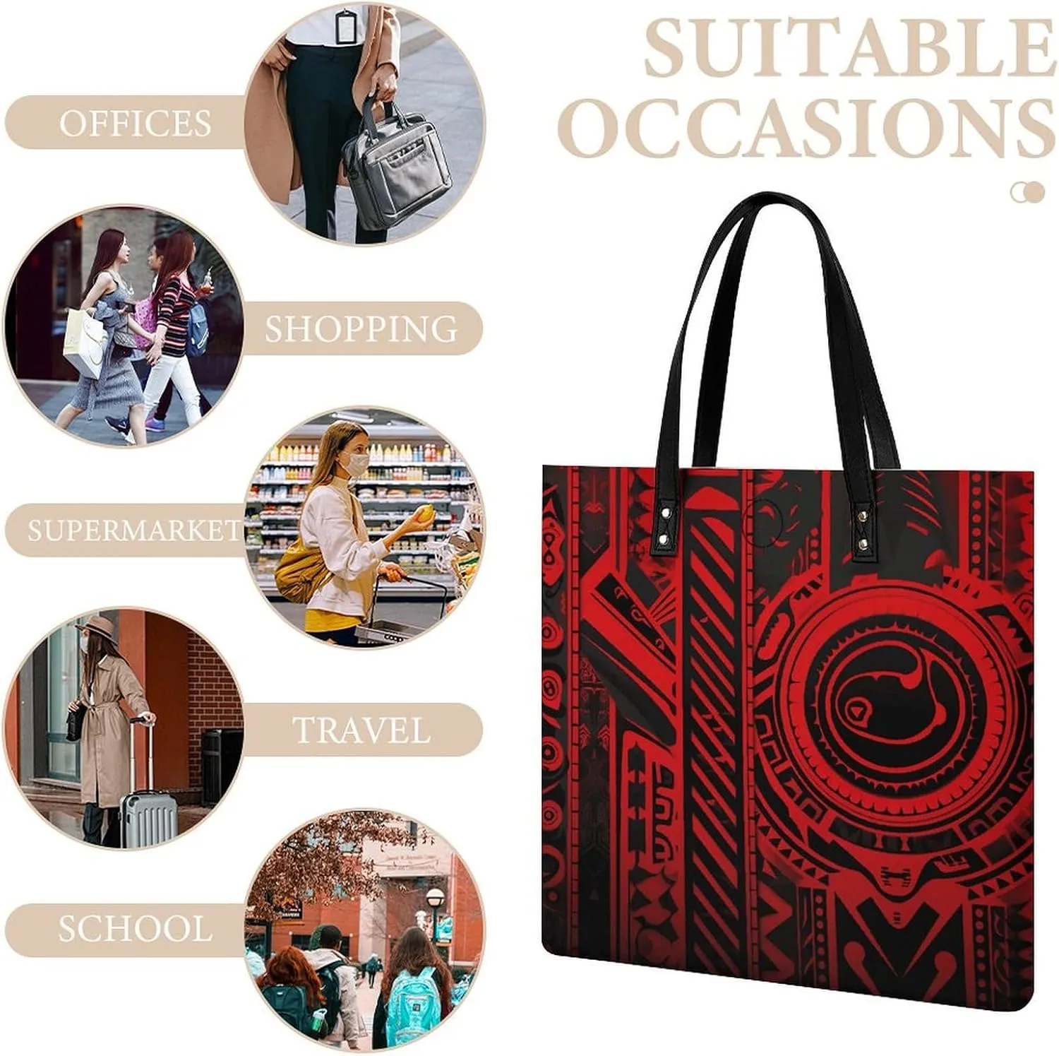 Leather Handbag for Women Tote Bag with Magnetic Buckle Bass Fishing Wave Crossbody Bag Shoulder Bags