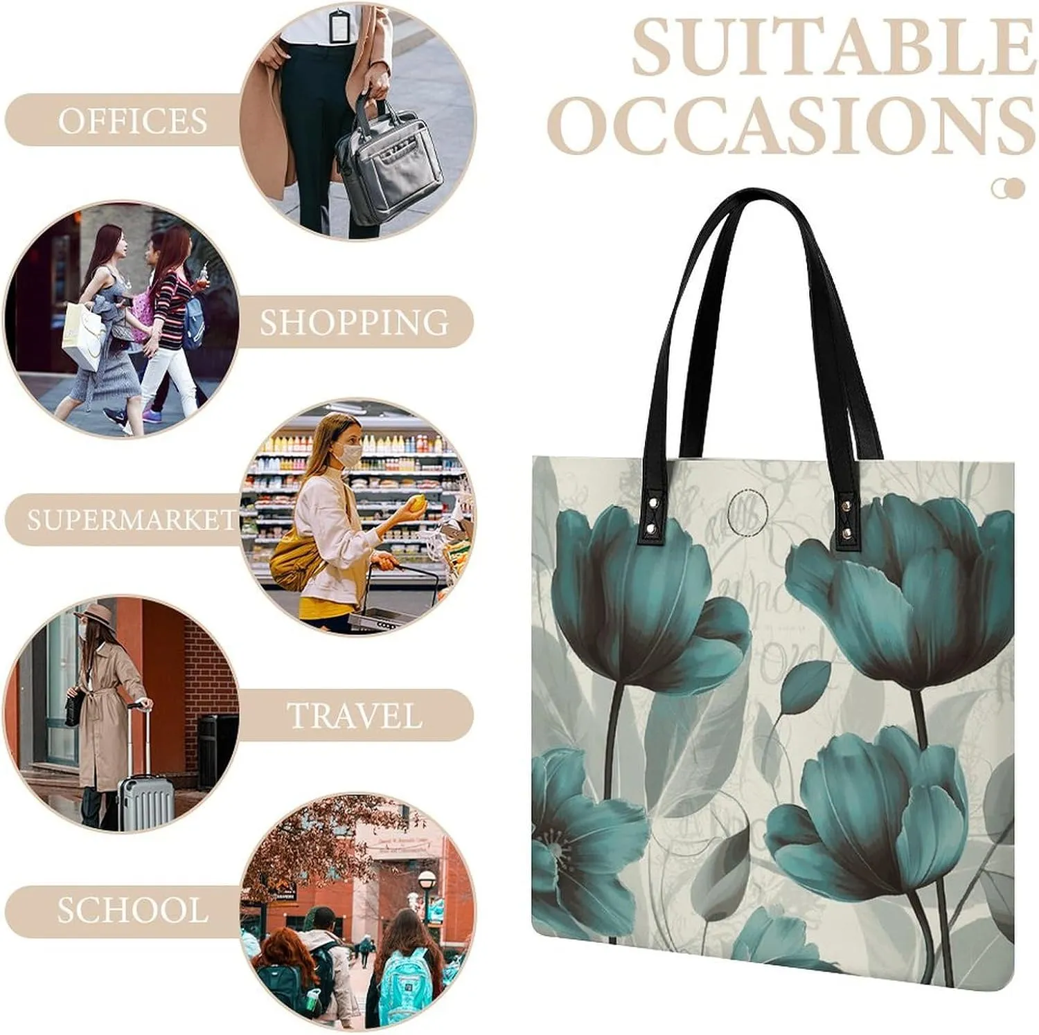Leather Handbag for Women Tote Bag with Magnetic Buckle Peacock Pattern Crossbody Bag Shoulder Bag