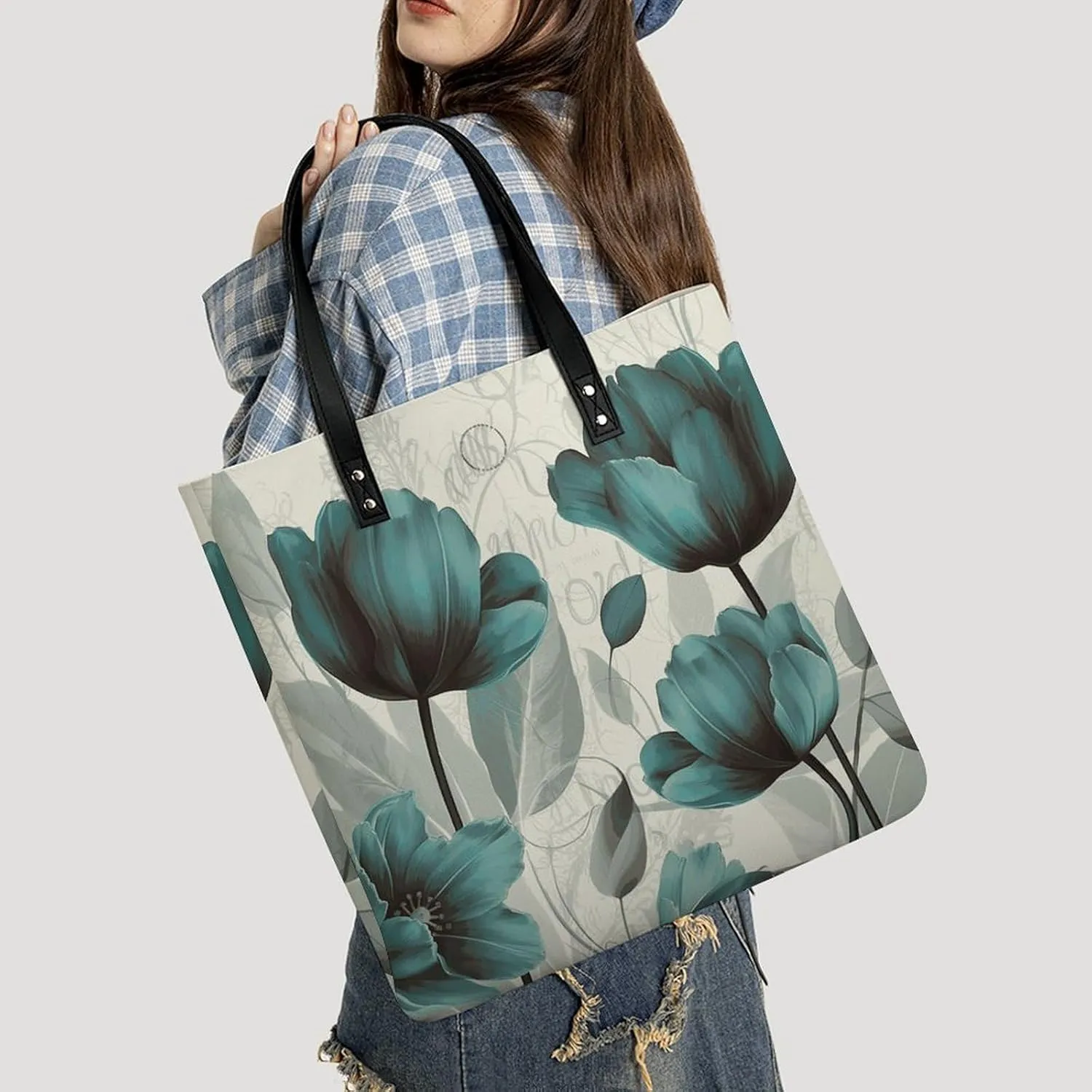 Leather Handbag for Women Tote Bag with Magnetic Buckle Peacock Pattern Crossbody Bag Shoulder Bag
