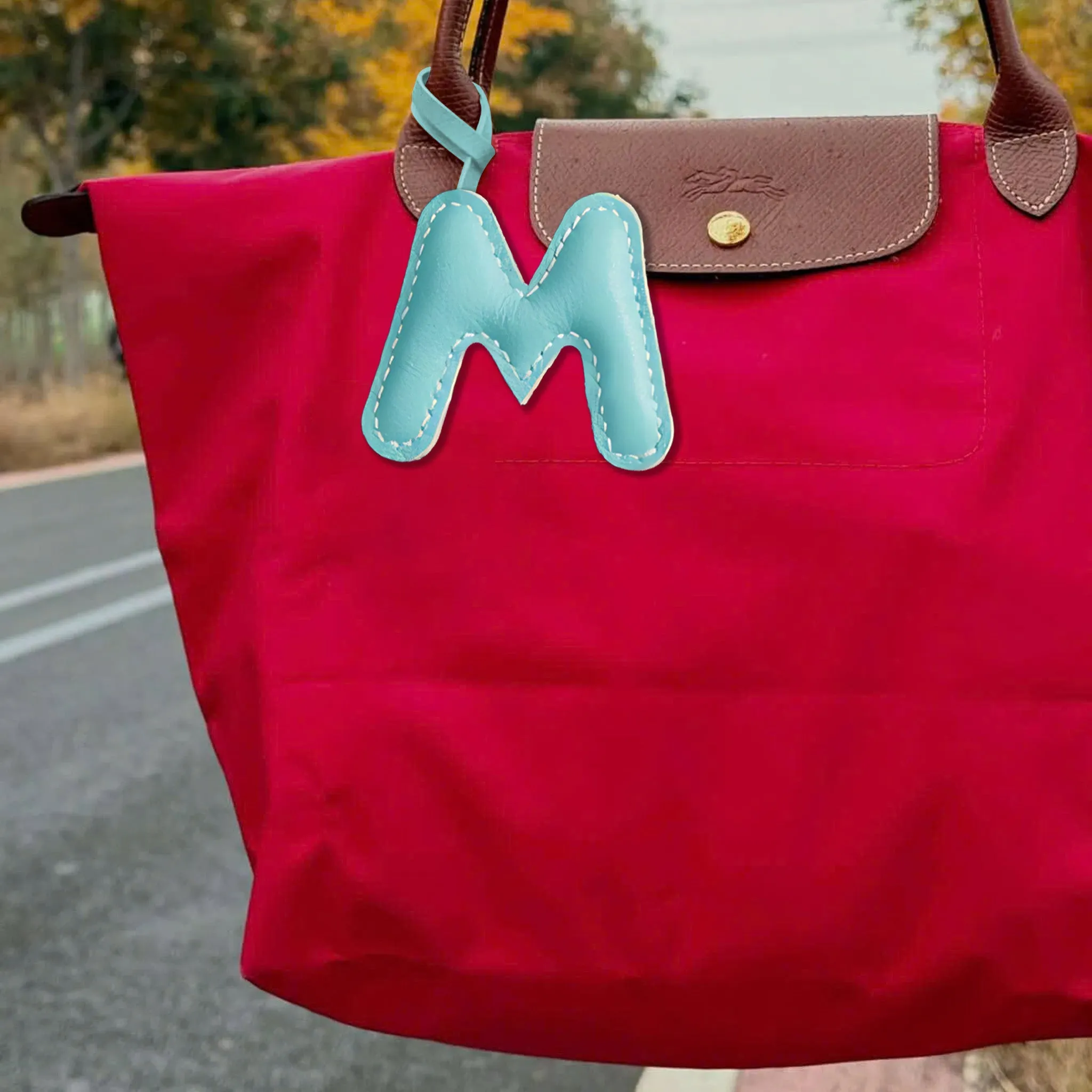 LEATHER INITIALS BAG CHARM