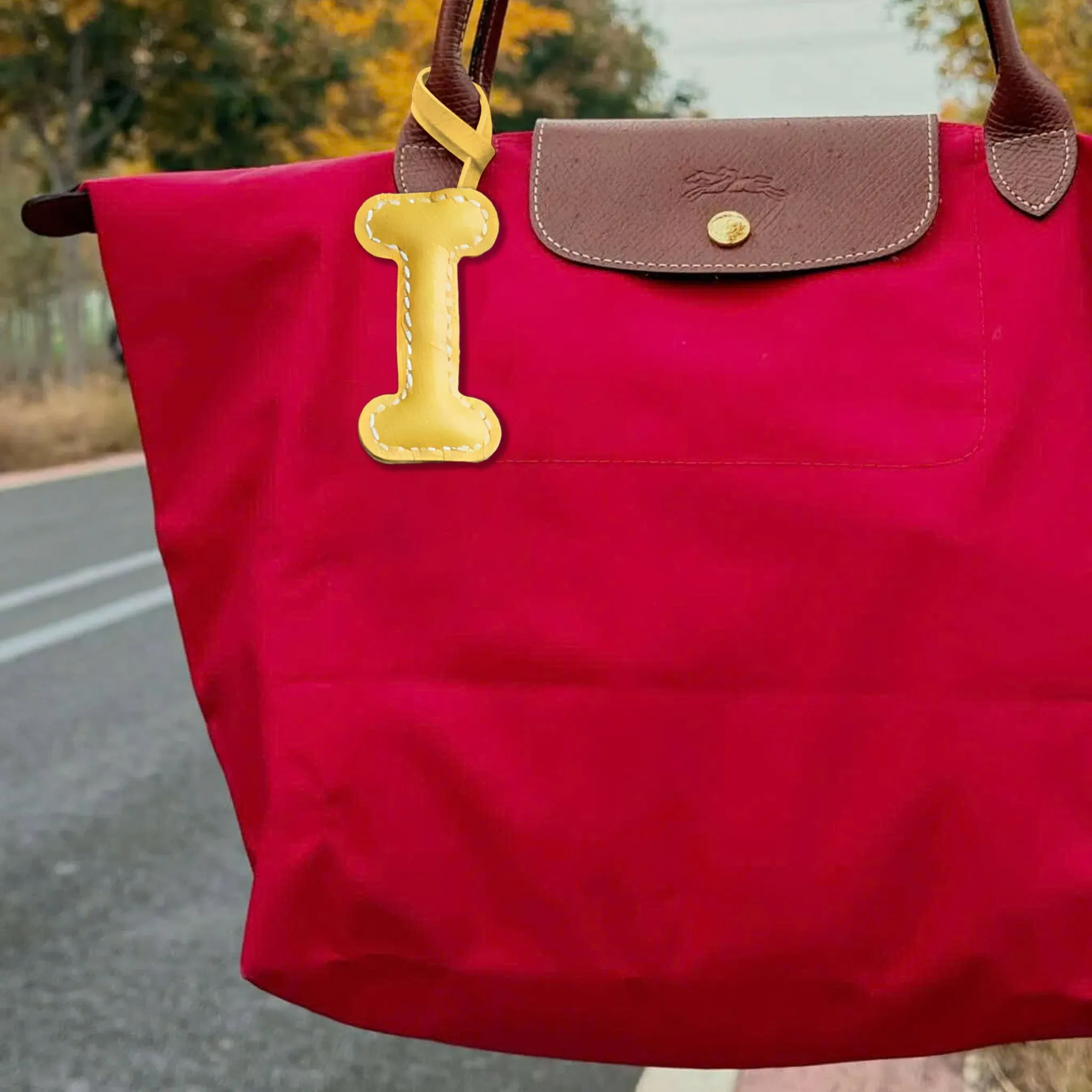 LEATHER INITIALS BAG CHARM