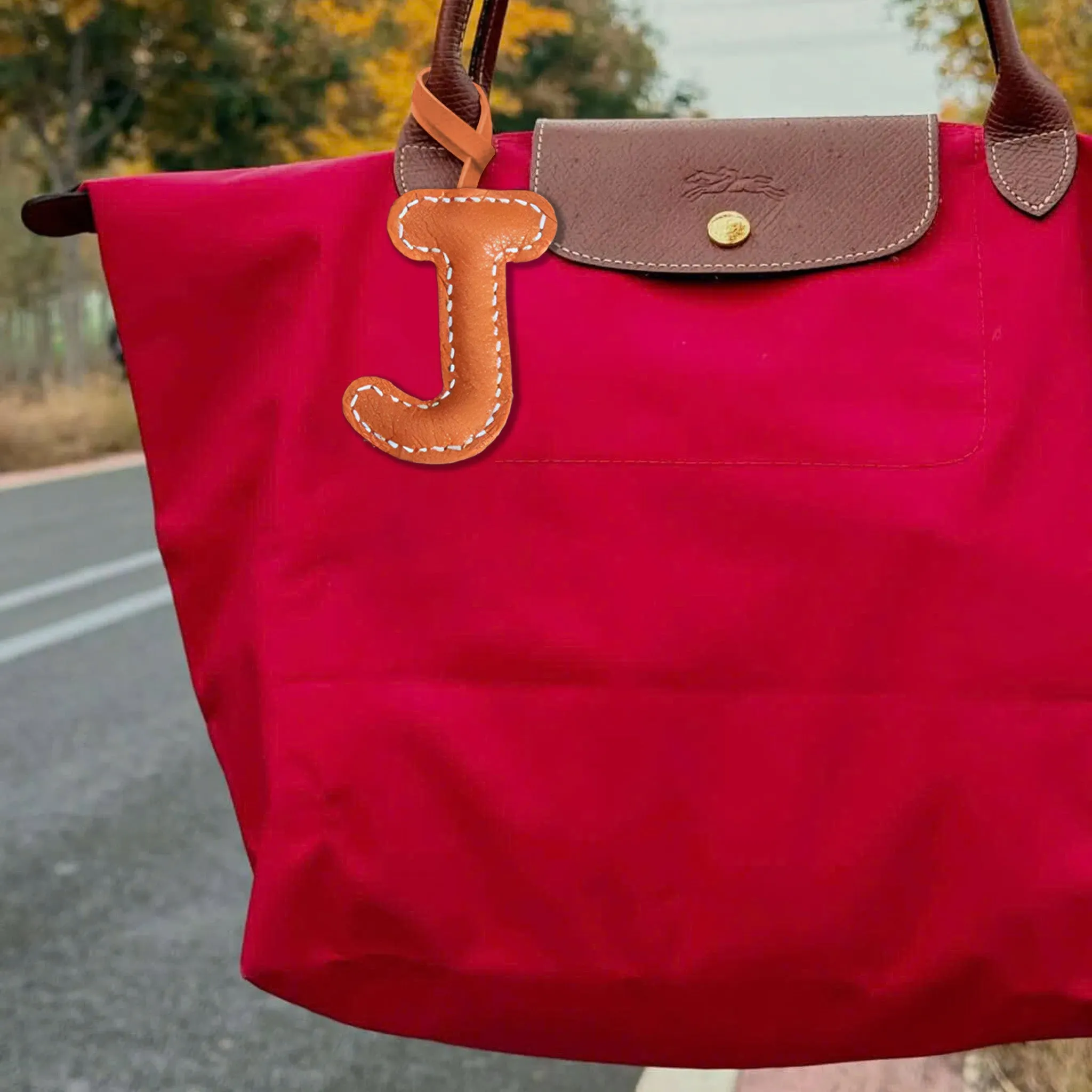 LEATHER INITIALS BAG CHARM
