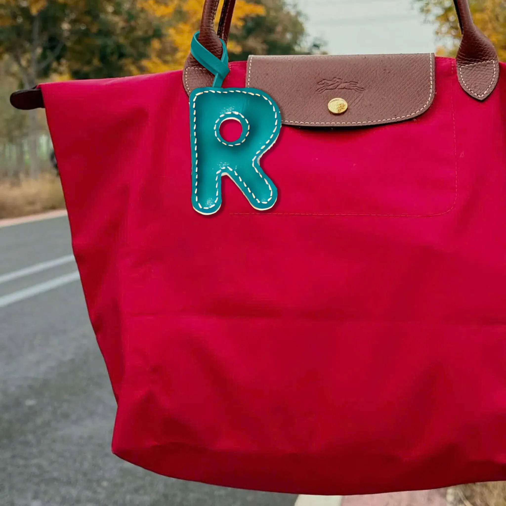 LEATHER INITIALS BAG CHARM