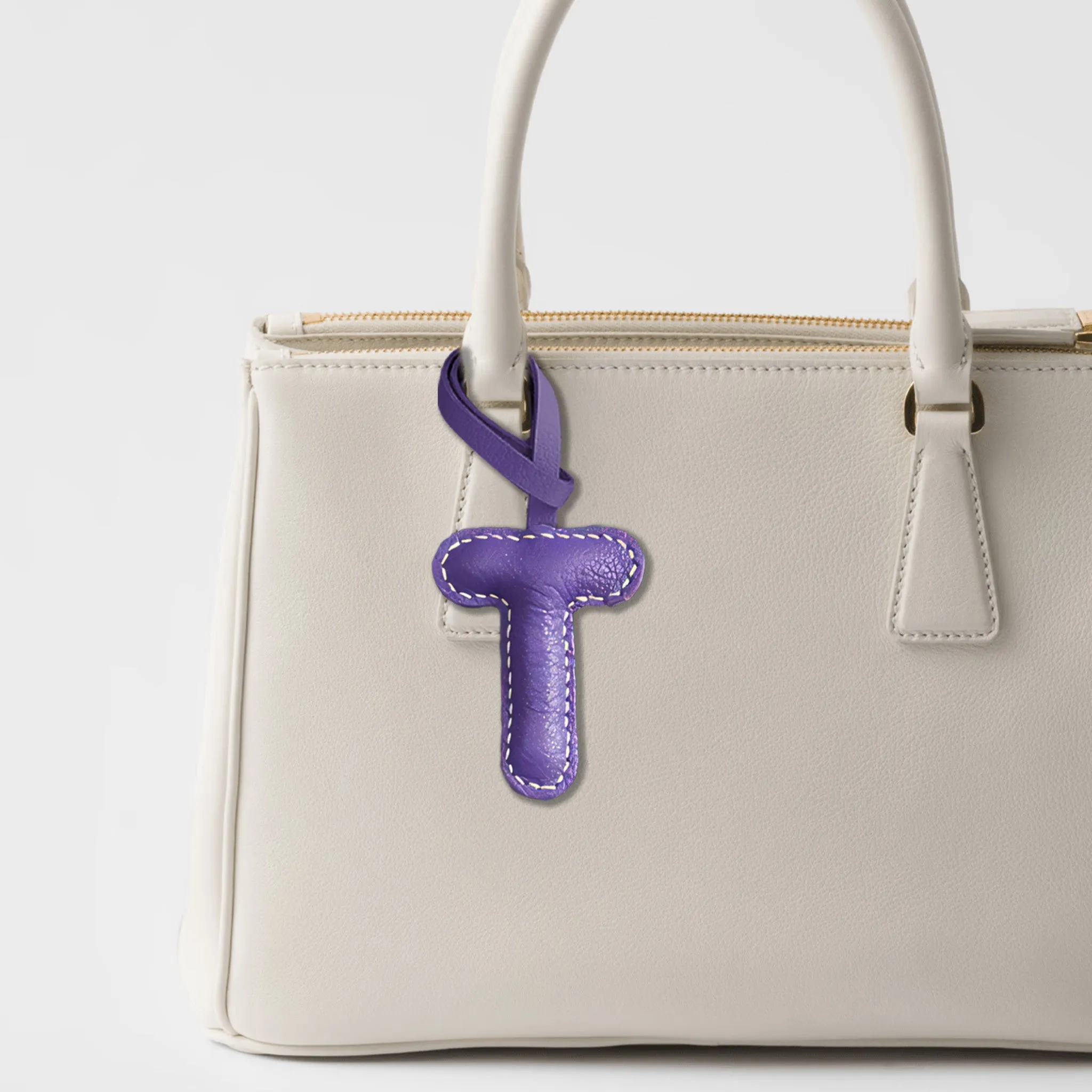 LEATHER INITIALS BAG CHARM