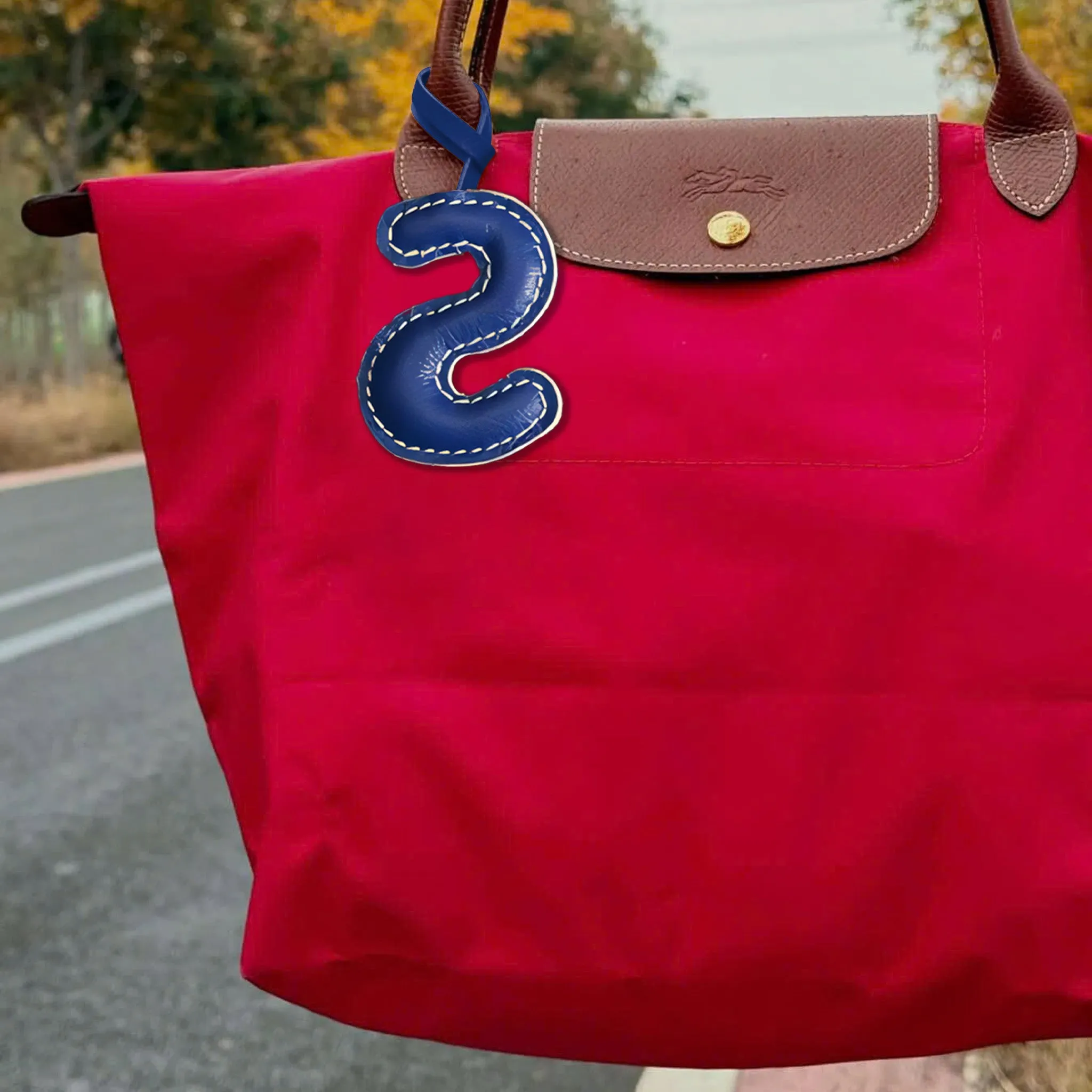 LEATHER INITIALS BAG CHARM