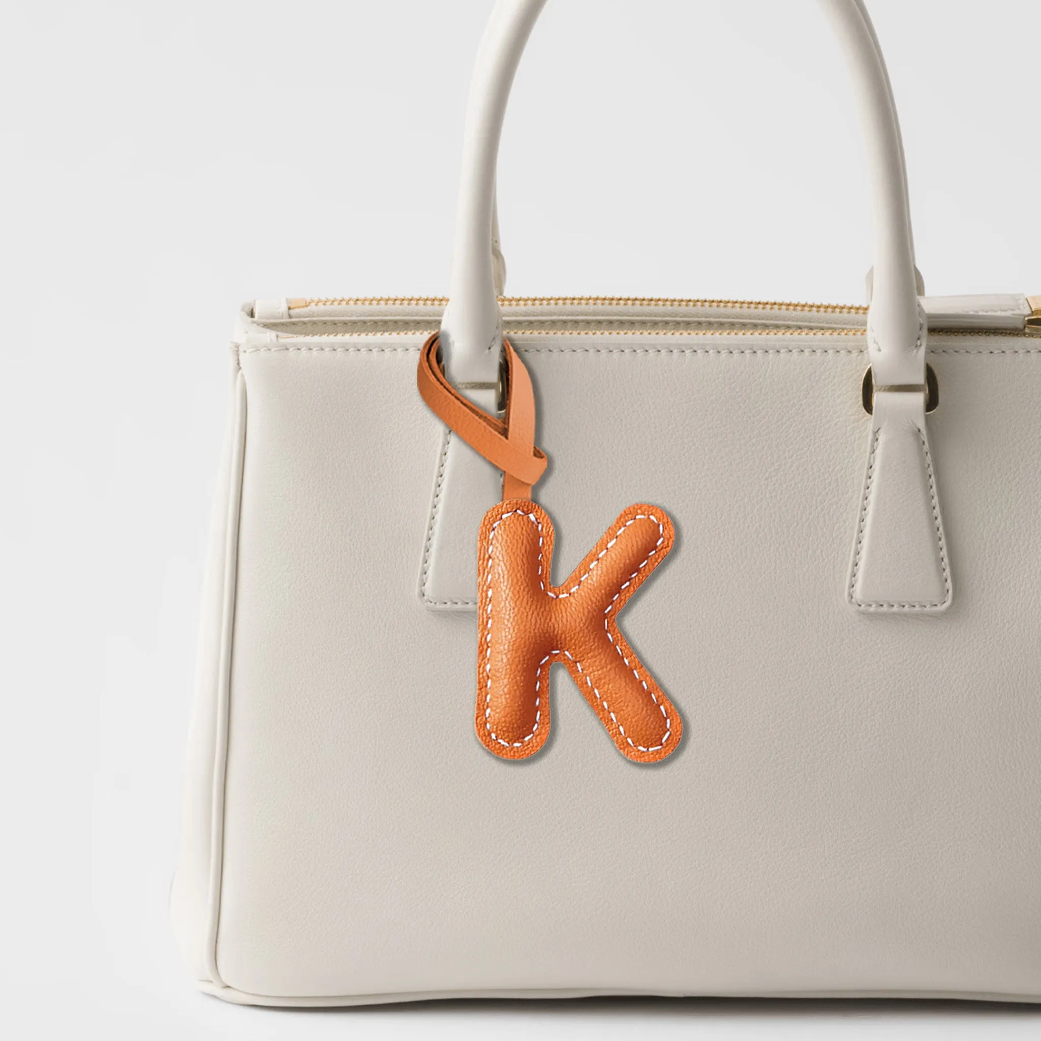 LEATHER INITIALS BAG CHARM