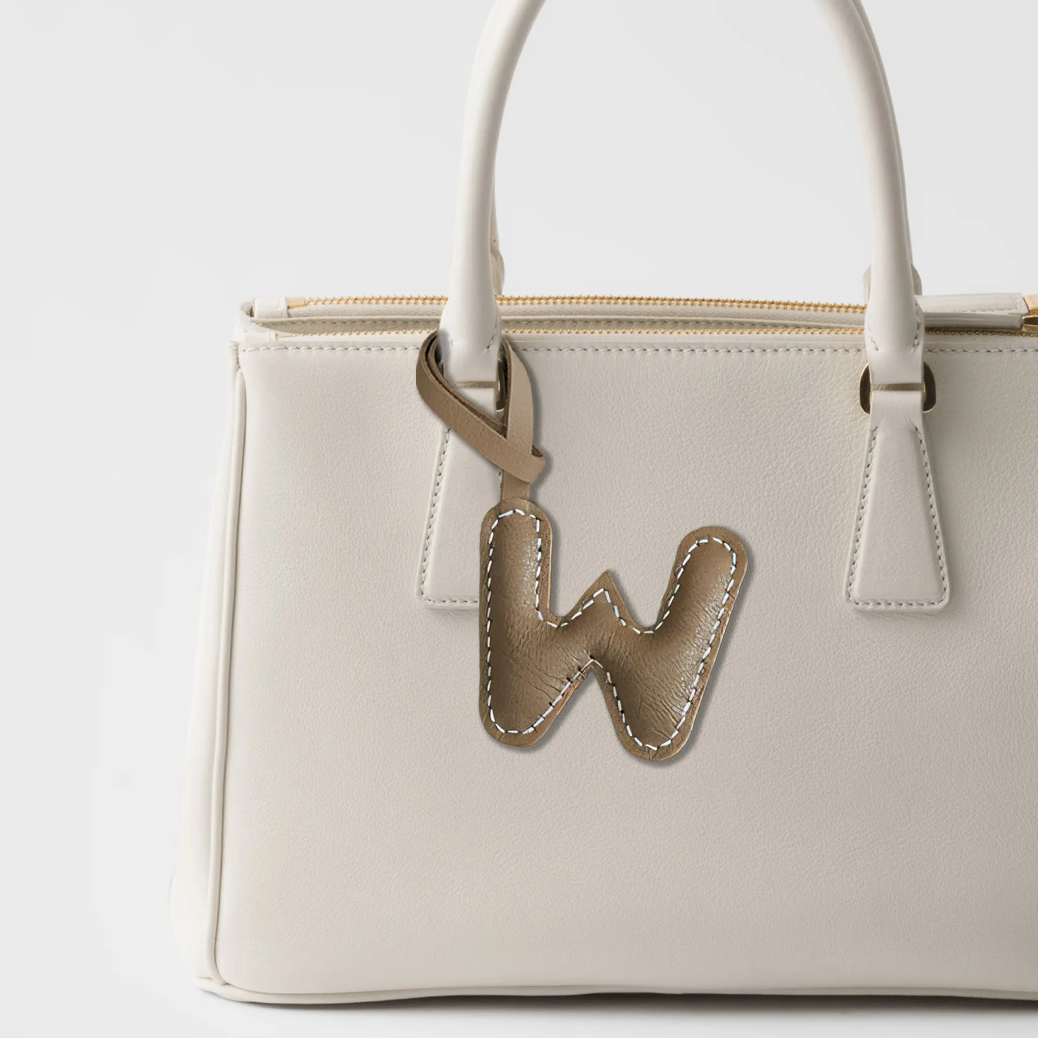 LEATHER INITIALS BAG CHARM